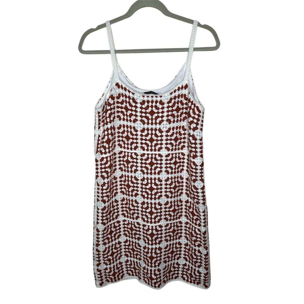 Willow & Wind Women's L Brown Geometric Knit Crochet Dress Summer